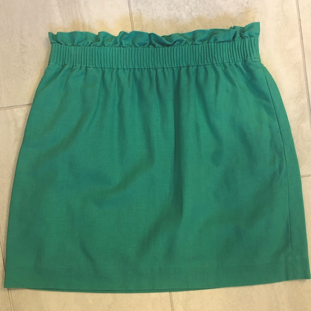 Green Paperbag Linen Blend Mini Skirt, J Crew Factory, Size 8